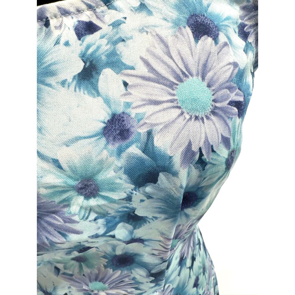 All that Jazz 90s Blue daisy floral retro poly sheath dress - Picture 3 of 6